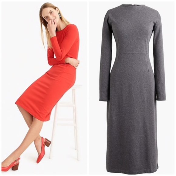 J. Crew Dresses & Skirts - J. Crew Long Sleeve knit Sheath midi dress gray 6